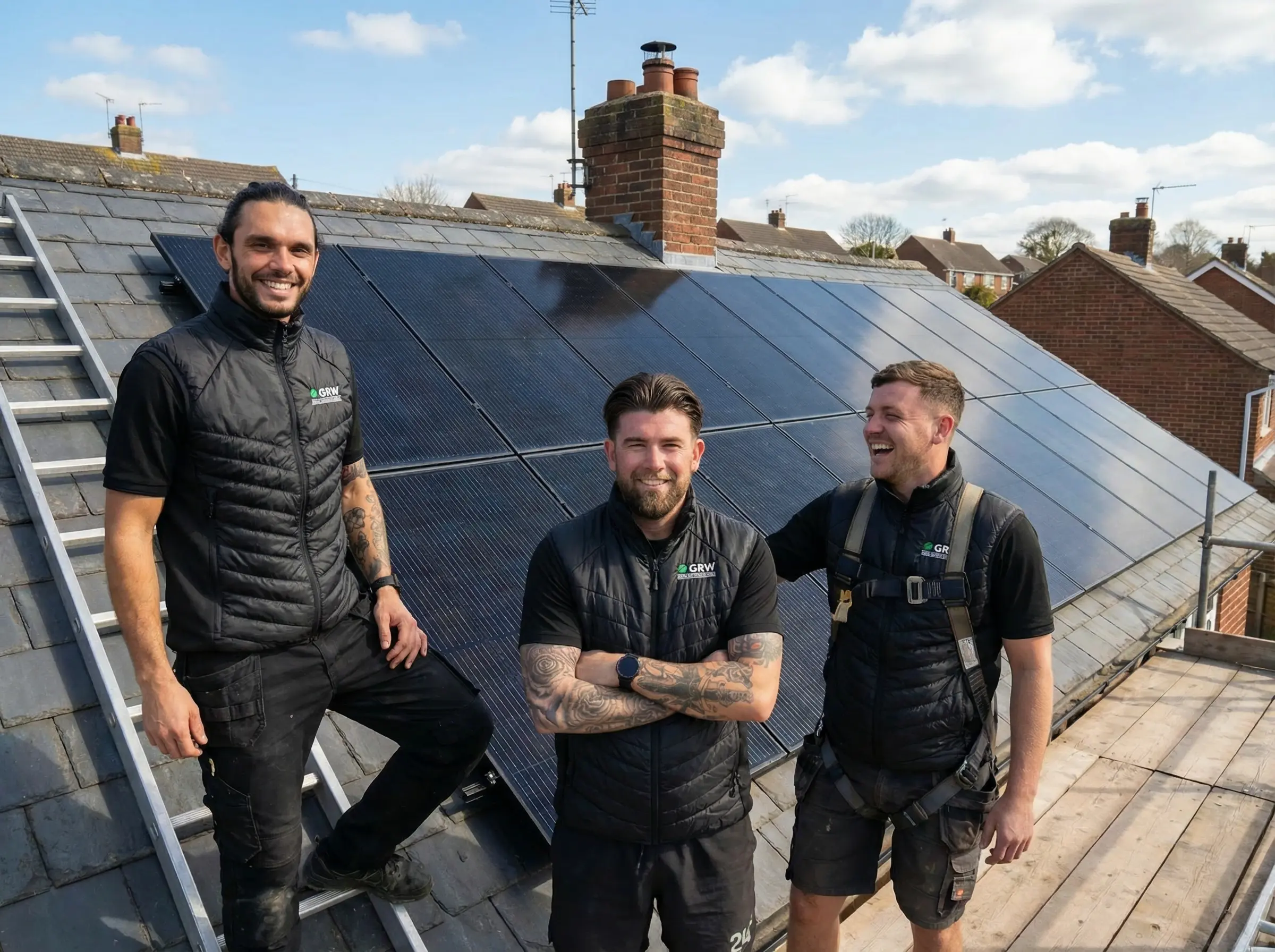 GRW team on roof, friendly